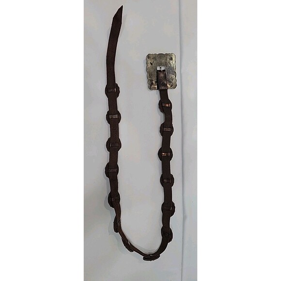Vintage Navajo DM Sterling Silver Buckle Concho Belt Genuine Dark Brown Leather main image 14